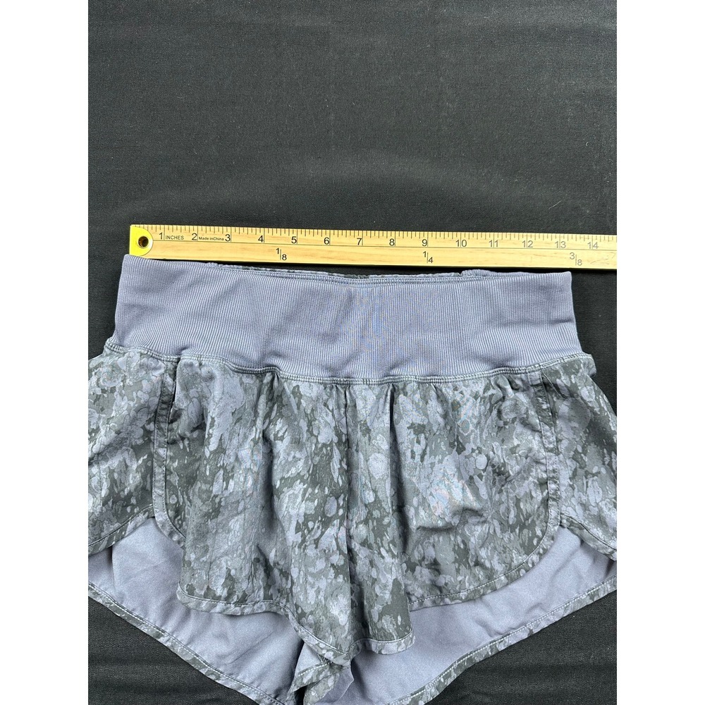 Z by Zella Womens Gray Purple Mineral Print Running Shorts Ribbed Waist Small - Picture 6 of 8